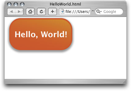The Hello World widget being previewed in Safari