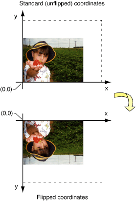 Flipped view coordinates