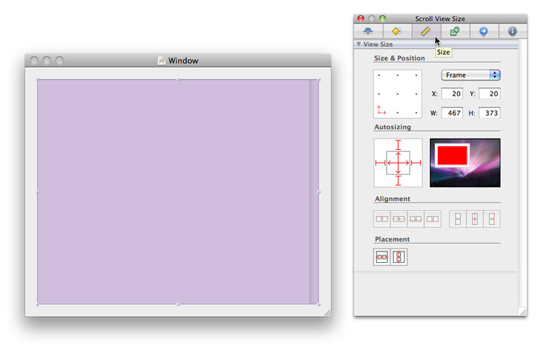 Set the resize characteristics of the scroll view