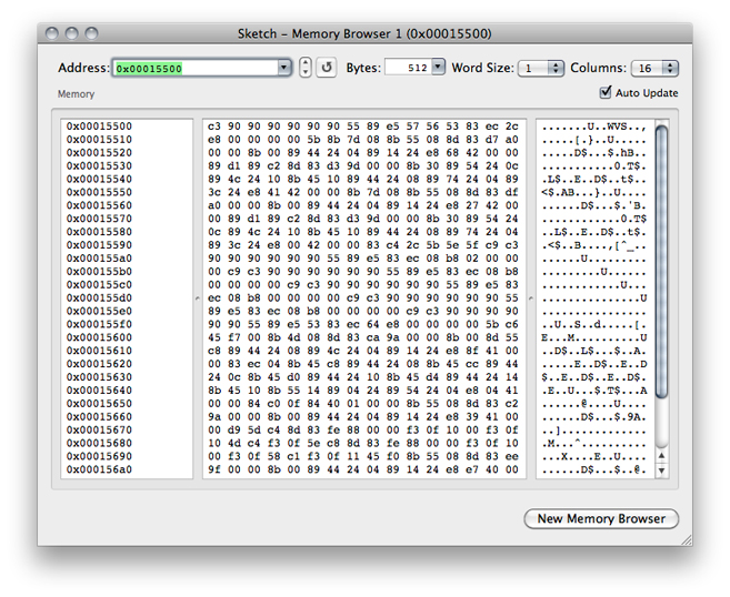 The memory browser window