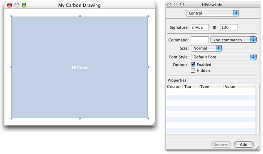 A unique signature and control ID for an HIView