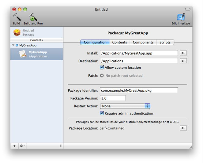 PackageMaker application