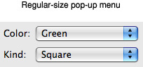 Pop-up menu spacing