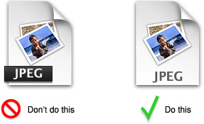 Incorrect and correct badging of a document icon