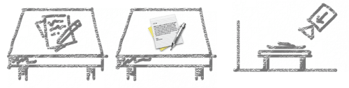 Perspective for application icons: Sitting on a desk in front of you