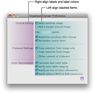 Alignment of labels and controls in a preferences dialog