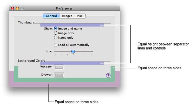 Layout dimensions using separators