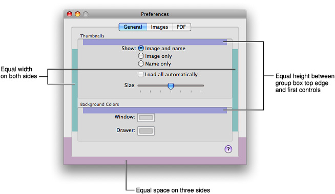 Layout dimensions using group boxes