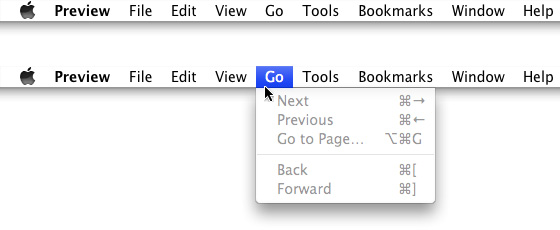 A menu title is undimmed, even when all items are unavailable