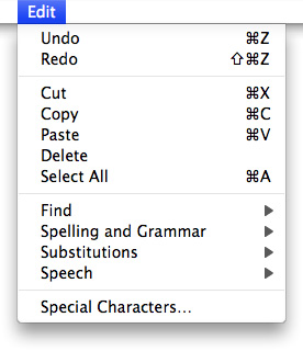The Edit menu