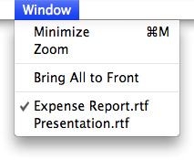 A Window menu