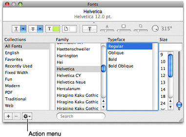 Fonts window
