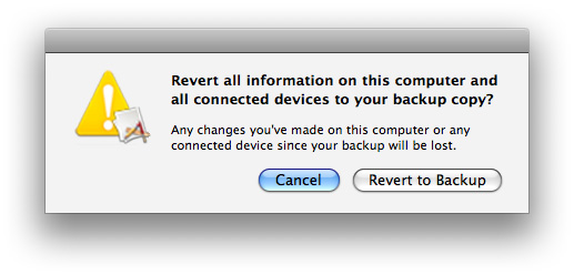 A customized alert showing the caution icon badged with an application icon