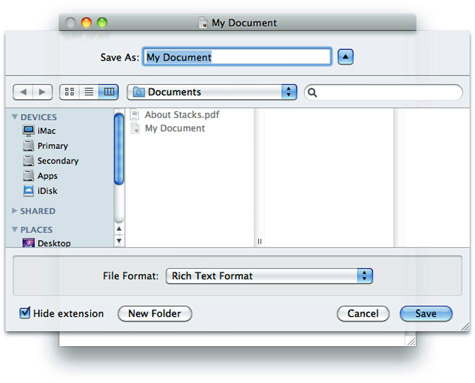 The expanded Save dialog