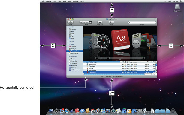 “Visually centered” placement of a new nondocument window